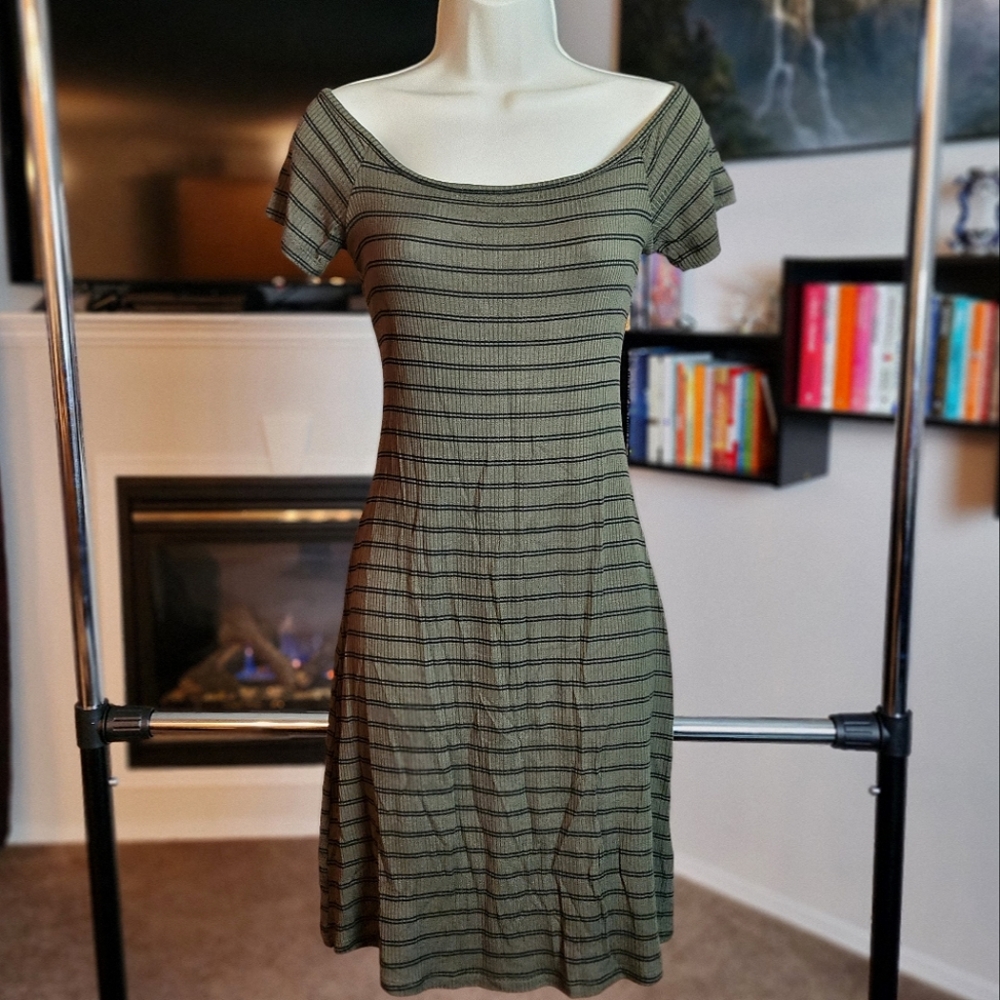 George striped olive tunic S